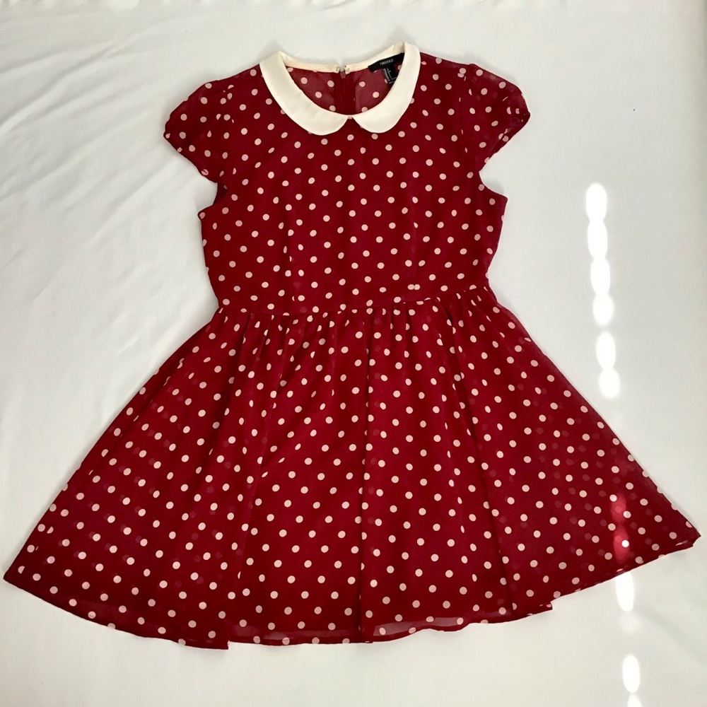Maroon polka dot cap sleeve dress